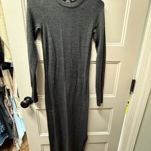 French connection long-Sleeve Gray Knit Maxi Dress